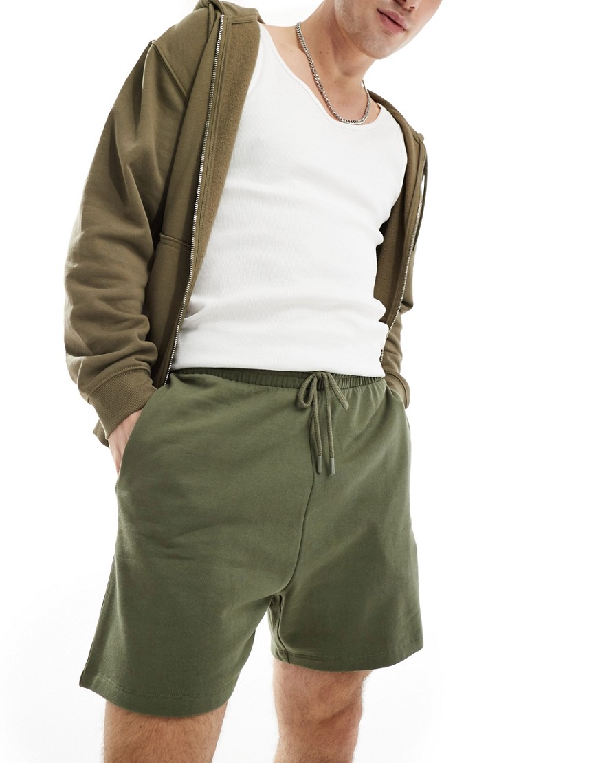 Asos Design Slim Fit Shorts In Olive-green