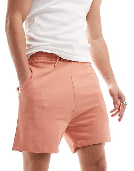 Asos Design Slim Fit Shorts In Peach Asos