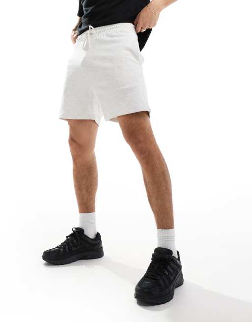 ASOS DESIGN slim fit shorts in white heather