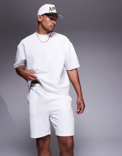 ASOS DESIGN slim fit shorts in white - part of a set