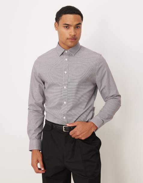 ASOS DESIGN slim fit smart shirt in navy check