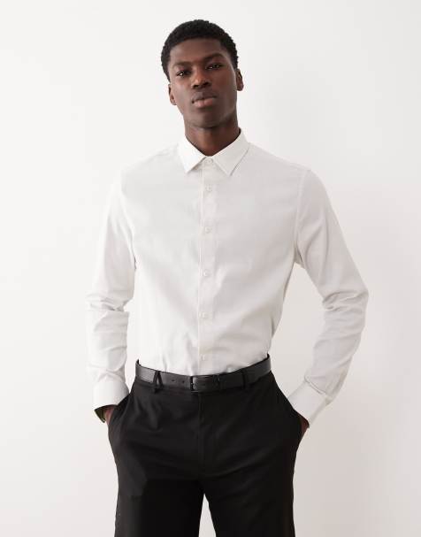 ASOS DESIGN slim fit smart shirt with dobby texture in green - view 1