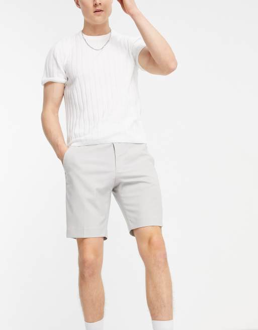 ASOS DESIGN slim fit smart shorts in ice grey