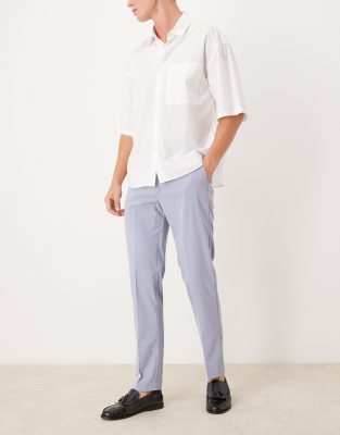 asos ASOS DESIGN slim fit smart wedding trousers in dusty blue