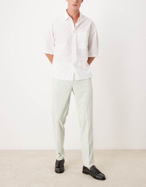 ASOS DESIGN slim fit smart wedding trousers in sage green