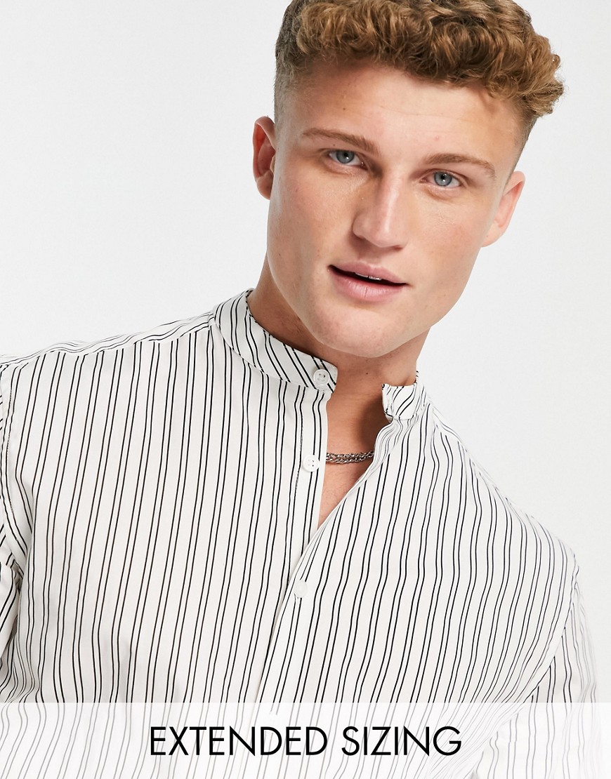 ASOS DESIGN slim fit stripe shirt in white/black