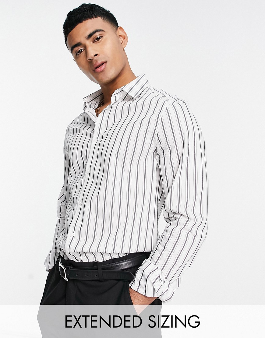 ASOS DESIGN slim fit stripe work shirt in white