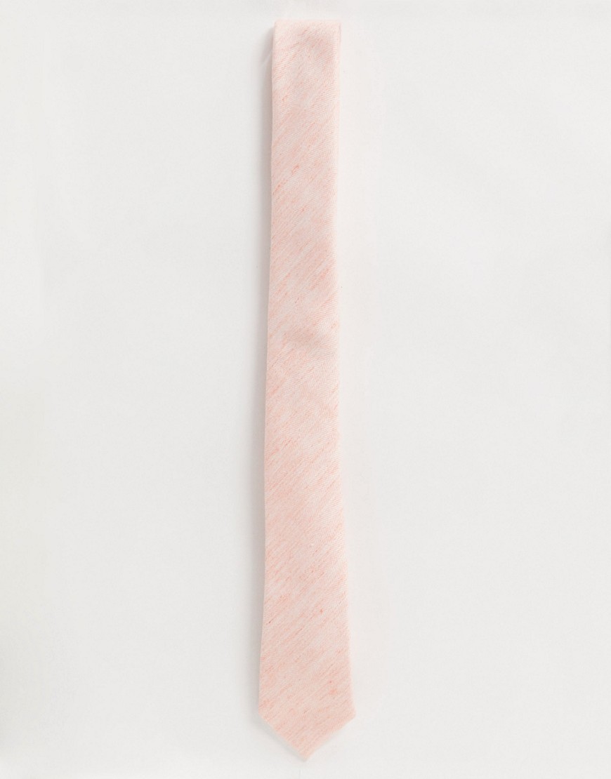 ASOS DESIGN - Slim-fit stropdas in perzikroze met textuur