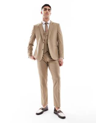 asos ASOS DESIGN slim fit suit in dark stone