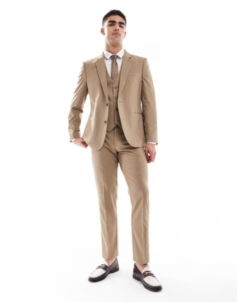 ASOS DESIGN slim fit suit in dark stone - view 1