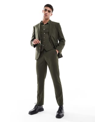 asos ASOS DESIGN slim fit suit in olive green