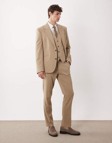 ASOS DESIGN slim fit suit in stone colour - view 1