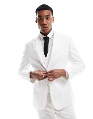 Asos Design Slim Fit Suit Jacket In White