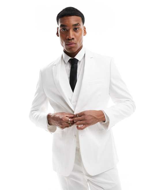 ASOS DESIGN slim fit suit jacket in white