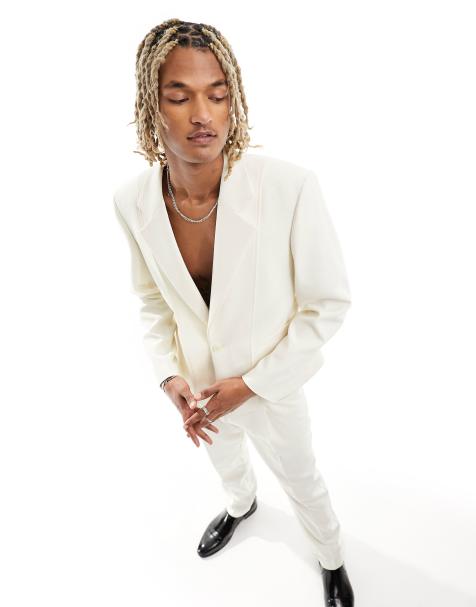 ASOS DESIGN slim fit suit jacket with panel detail in white - view 1