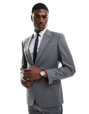 Asos Design Slim Fit Suit Jacket With Wool In Charcoal-gray