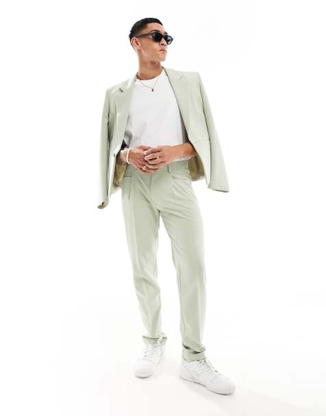 ASOS DESIGN slim fit suit pants in sage green - view 1