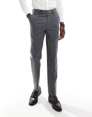 Asos Design Slim Fit Suit Pants With Wool In Charcoal-gray