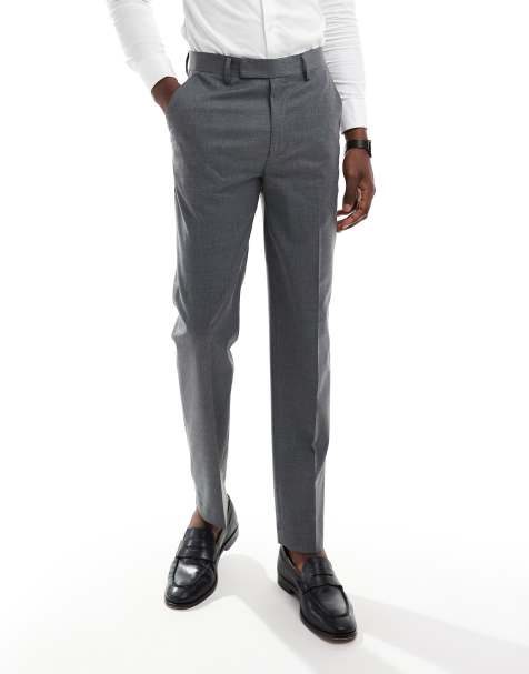 ASOS DESIGN slim fit suit trousers with wool in charcoal - view 1