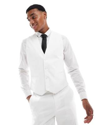 slim fit suit vest in white