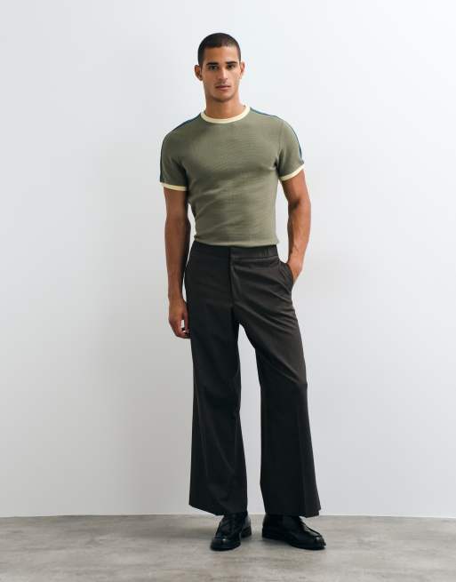 ASOS DESIGN slim fit T-shirt i khaki waffle og rib, 2 af 5