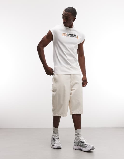 ASOS DESIGN – Slim-Fit-T-Shirt in Cremeweiß mit Text-Grafikprint, 3 von 5