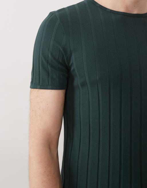ASOS DESIGN - Slim-fit T-shirt met brede ribbels in donkergroen, 5 van 5