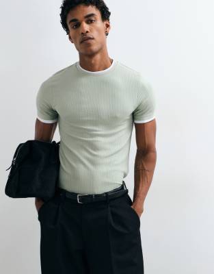 Asos Design Slim Fit T-shirt With Double Layer Effect In Green