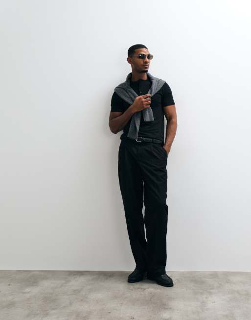 ASOS DESIGN slim fit t-shirt with henley neck in black, 3 of 5