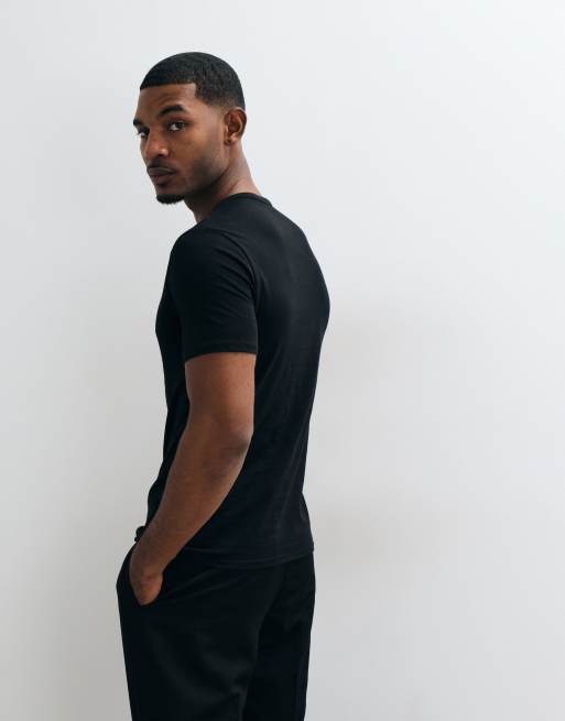ASOS DESIGN slim fit t-shirt with henley neck in black, 4 of 5