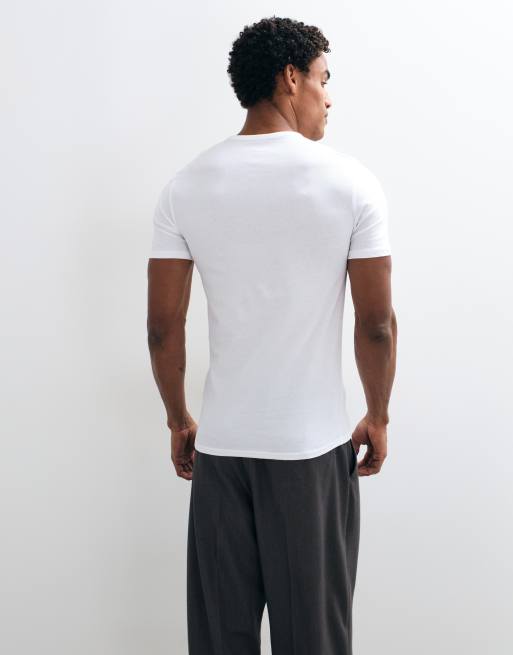 ASOS DESIGN slim fit t-shirt with henley neck in white, 2 of 5