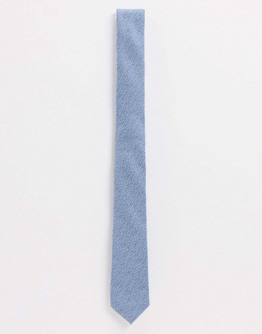 ASOS DESIGN slim fit tie in blue texture-Navy