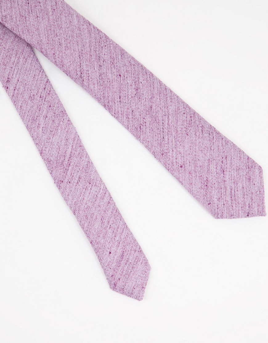 ASOS DESIGN slim fit tie in lilac texture-Purple