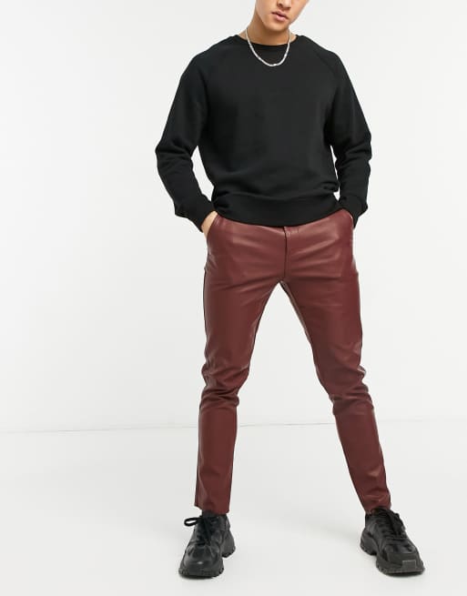 Asos mens leather trousers discount