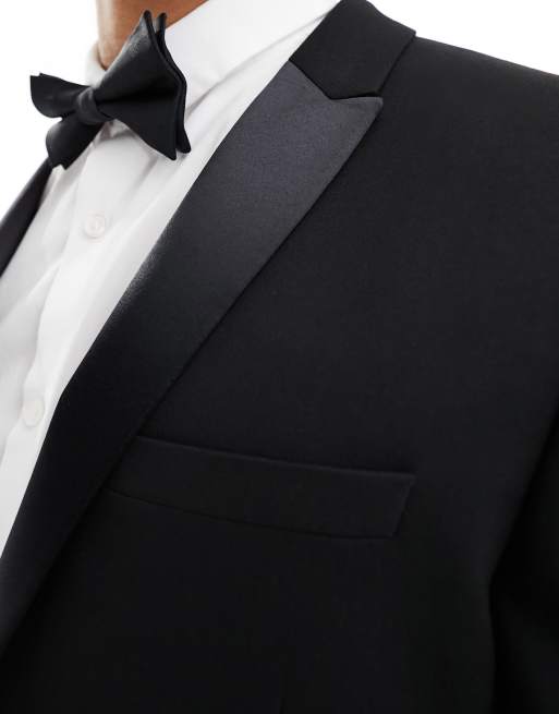 ASOS DESIGN slim fit tuxedo jacket in black, 2 of 4