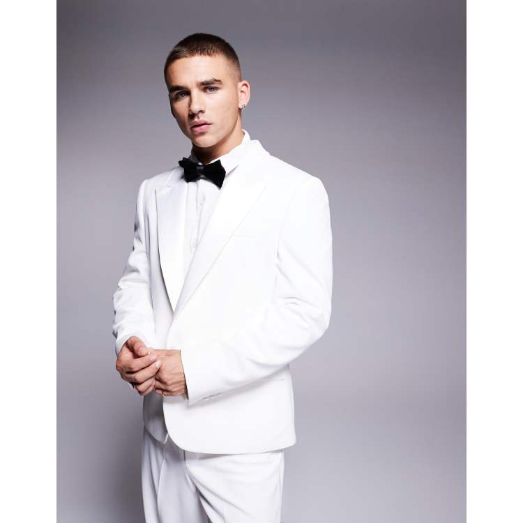 ASOS DESIGN slim fit tuxedo jacket in cream