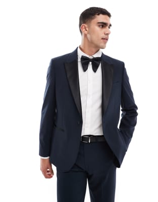 ASOS DESIGN slim fit tuxedo jacket in deep navy