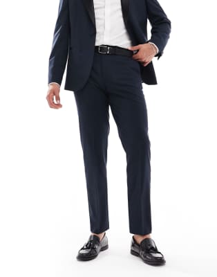 ASOS DESIGN slim fit tuxedo trousers in deep navy φωτογραφία