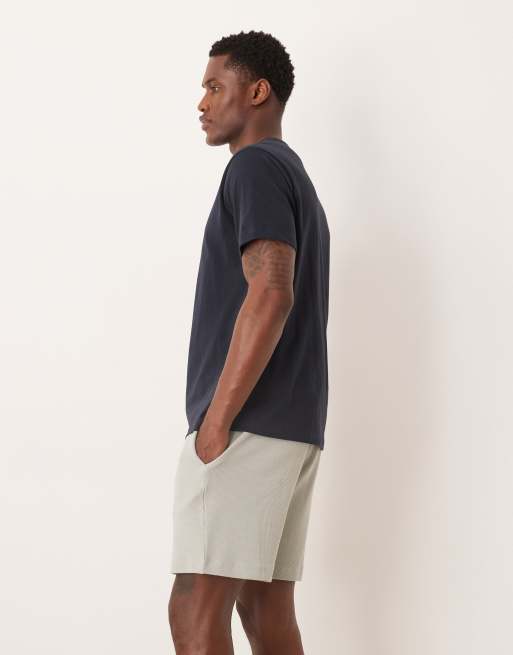 ASOS DESIGN slim fit waffle jersey shorts with pintuck in green, 3 of 5