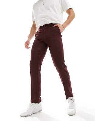 Asos Design Slim Fit Wool Mix Suit Pants In Red