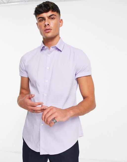 ASOS DESIGN slim fit work shirt in lilac | ASOS