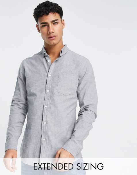 ASOS DESIGN slim fit yarn dyed oxford shirt in charcoal - view 1