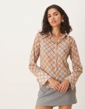 Topshop abstract floral crinkle long sleeve top in multi