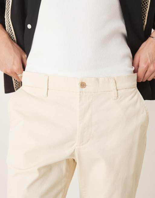 ASOS DESIGN slim flare dress pants in beige | ASOS