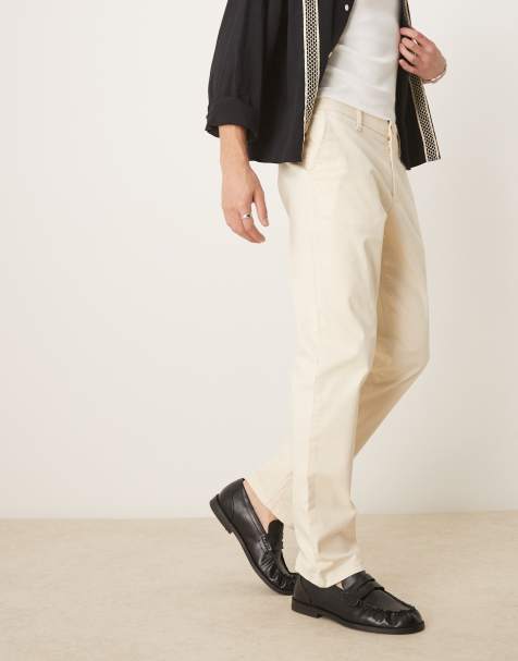 ASOS DESIGN slim flare smart trousers in biege - view 1