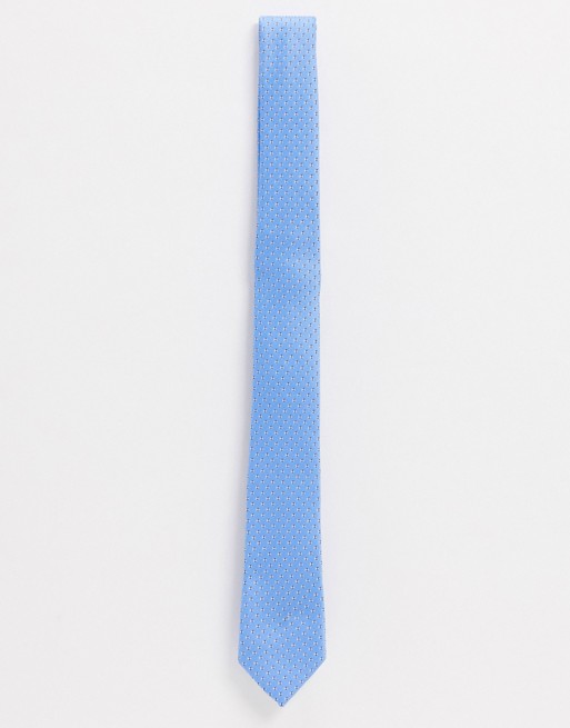 ASOS DESIGN slim geo pattern tie in blue