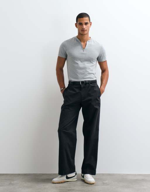 ASOS DESIGN slim half-zip T-shirt in grijs gemêleerd, 2 van 5