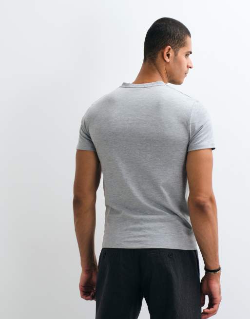 ASOS DESIGN slim half-zip T-shirt in grijs gemêleerd, 4 van 5