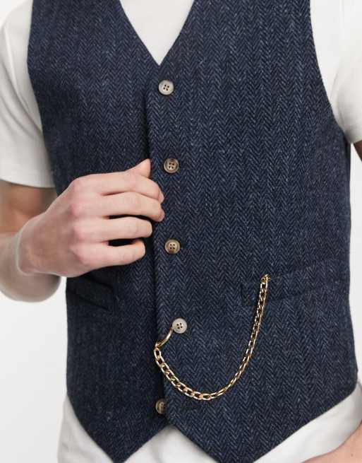 Navy 2024 tweed waistcoat