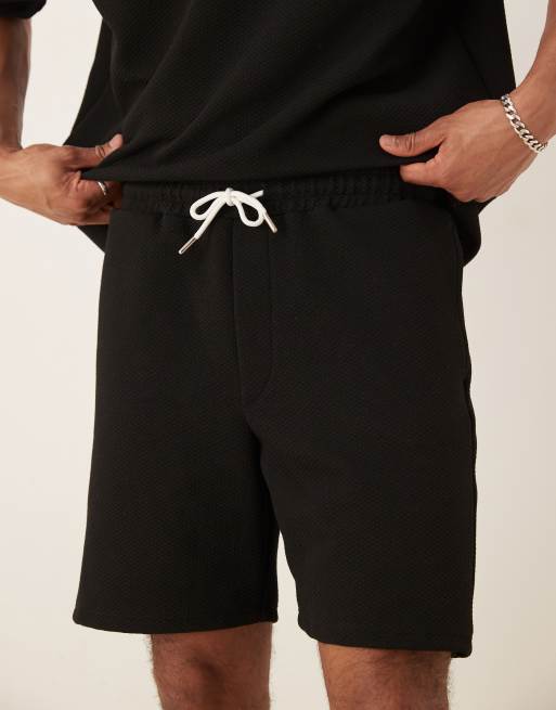 ASOS DESIGN slim heavyweight textured shorts in black - part of a set